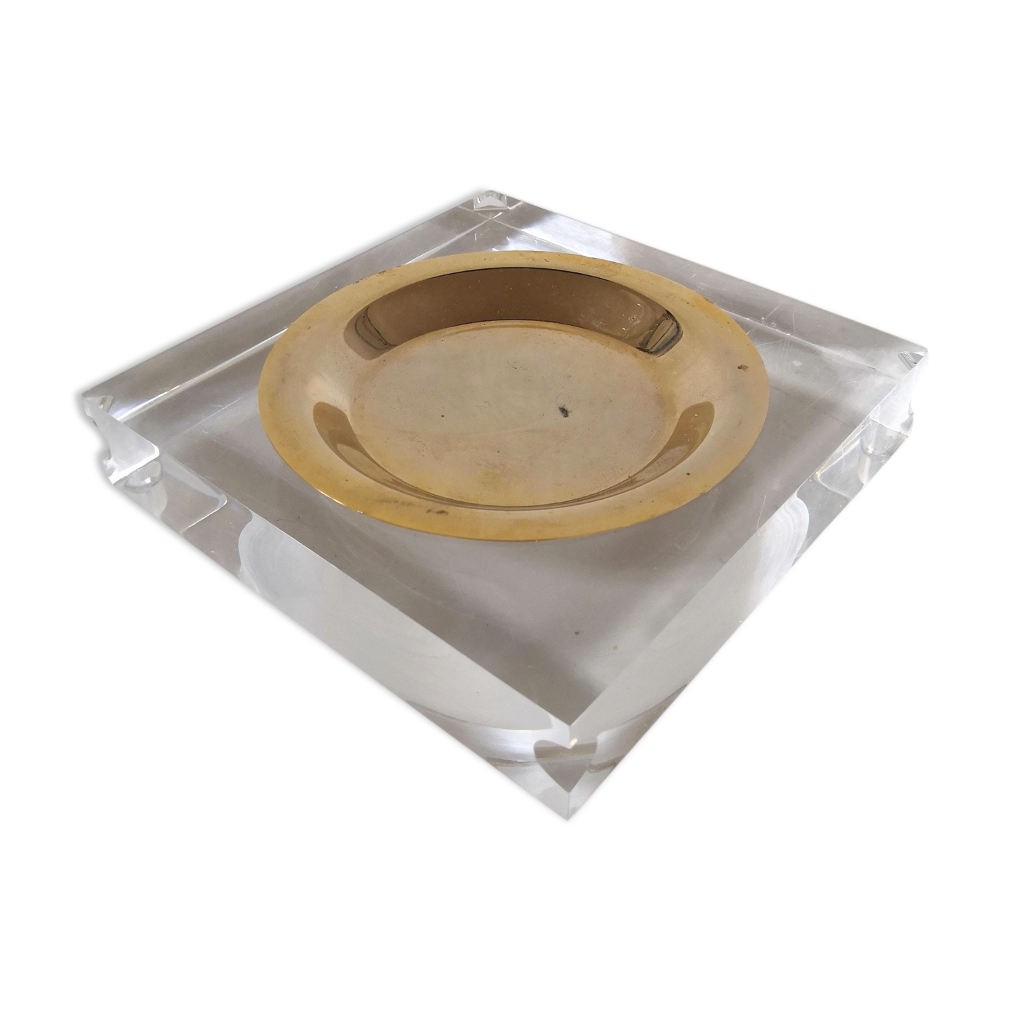 Empty cup pocket Plexiglas ashtray lucite design 70s