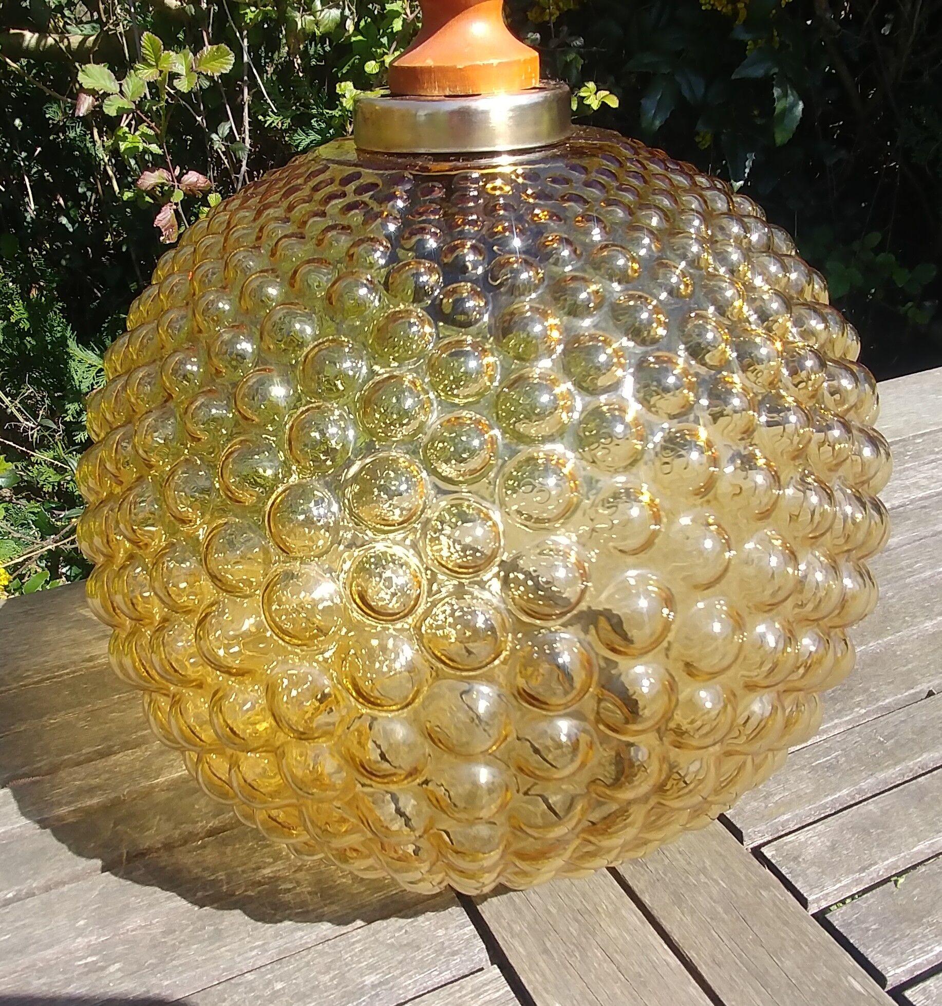Globe pendant lamp glass Empoli vintage 70s
