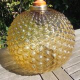 Globe pendant lamp glass Empoli vintage 70s