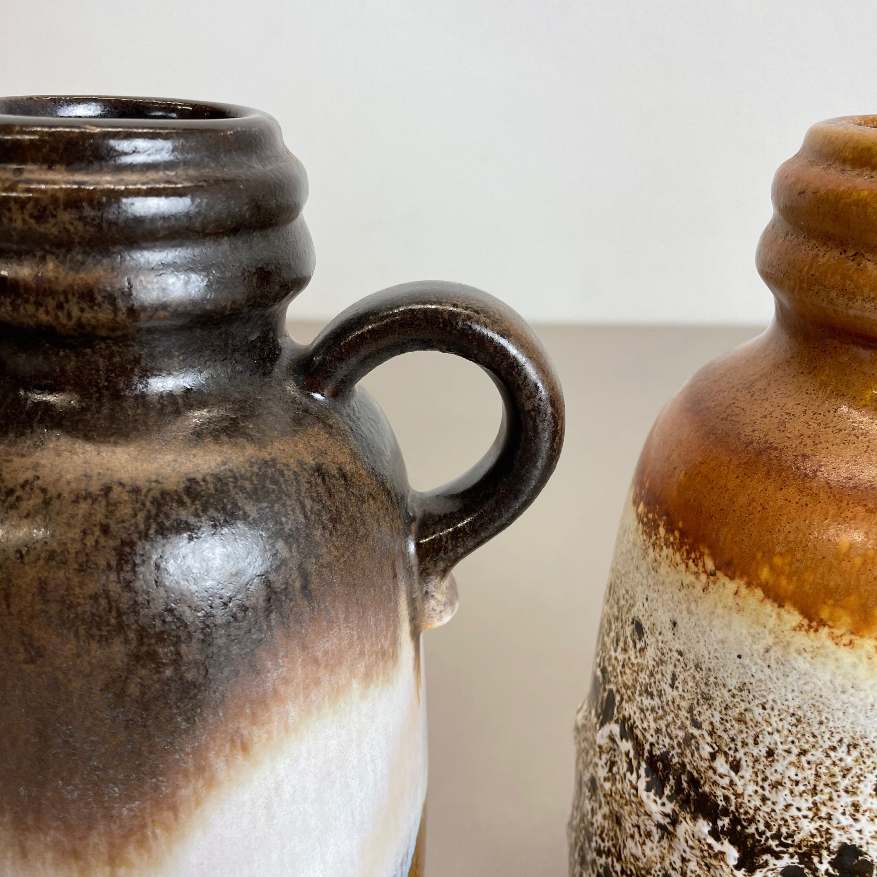 Set of Three 1970s Pottery Fat Lava "413-20" Vases Made by Scheurich, Germany