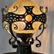Large vintage wrought iron and glass pendant lamp