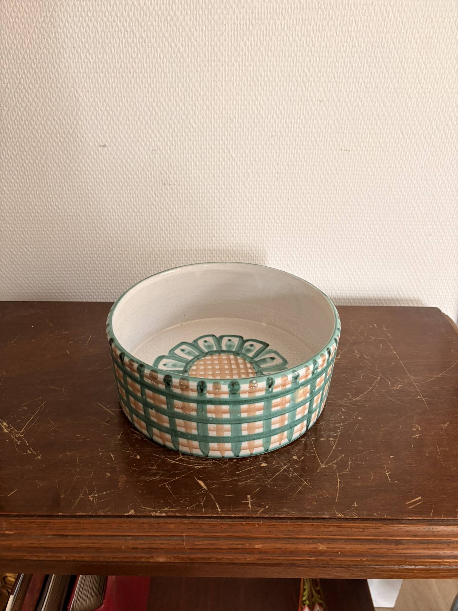 Bowl Flat Salad Bowl Terracotta Signed Robert Picault Vallauris 1950