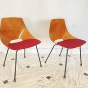 Paire de chaises tonneau par Pierre Guariche pour Steiner, années 50.