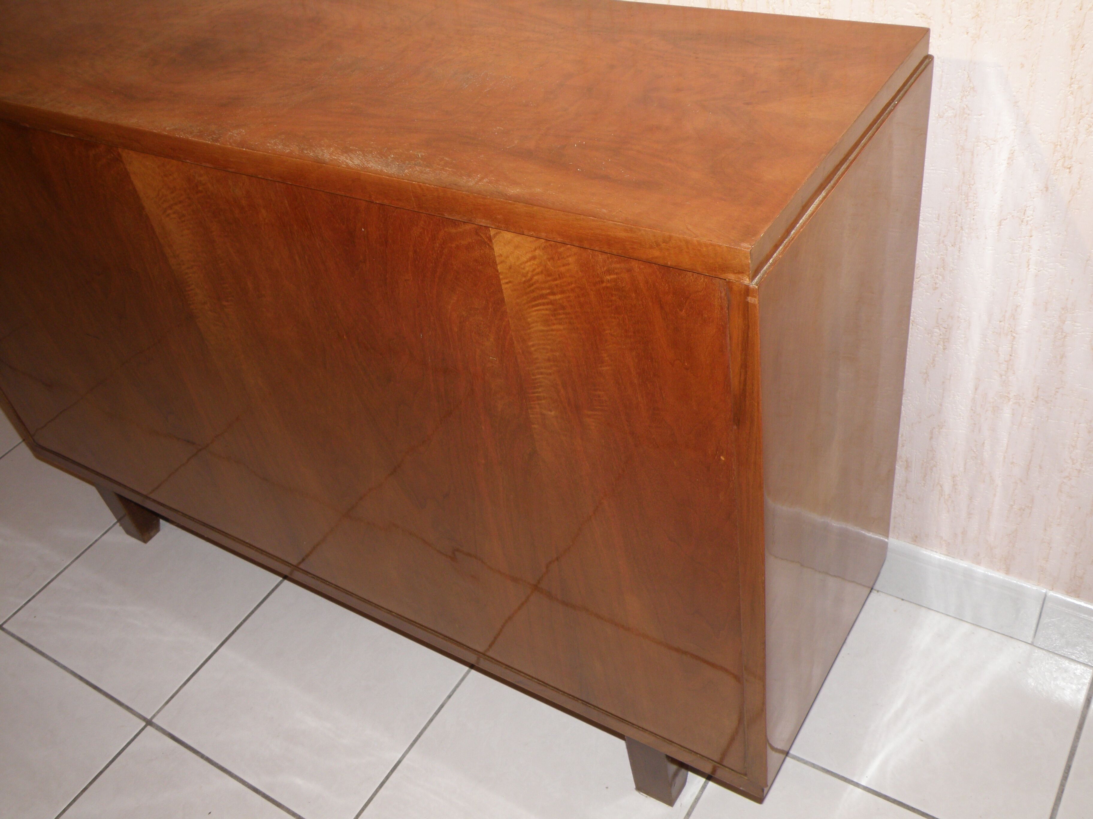 Sideboard walnut bramble storage cabinet, two doors, style 1930