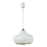Opaline and chrome pendant light