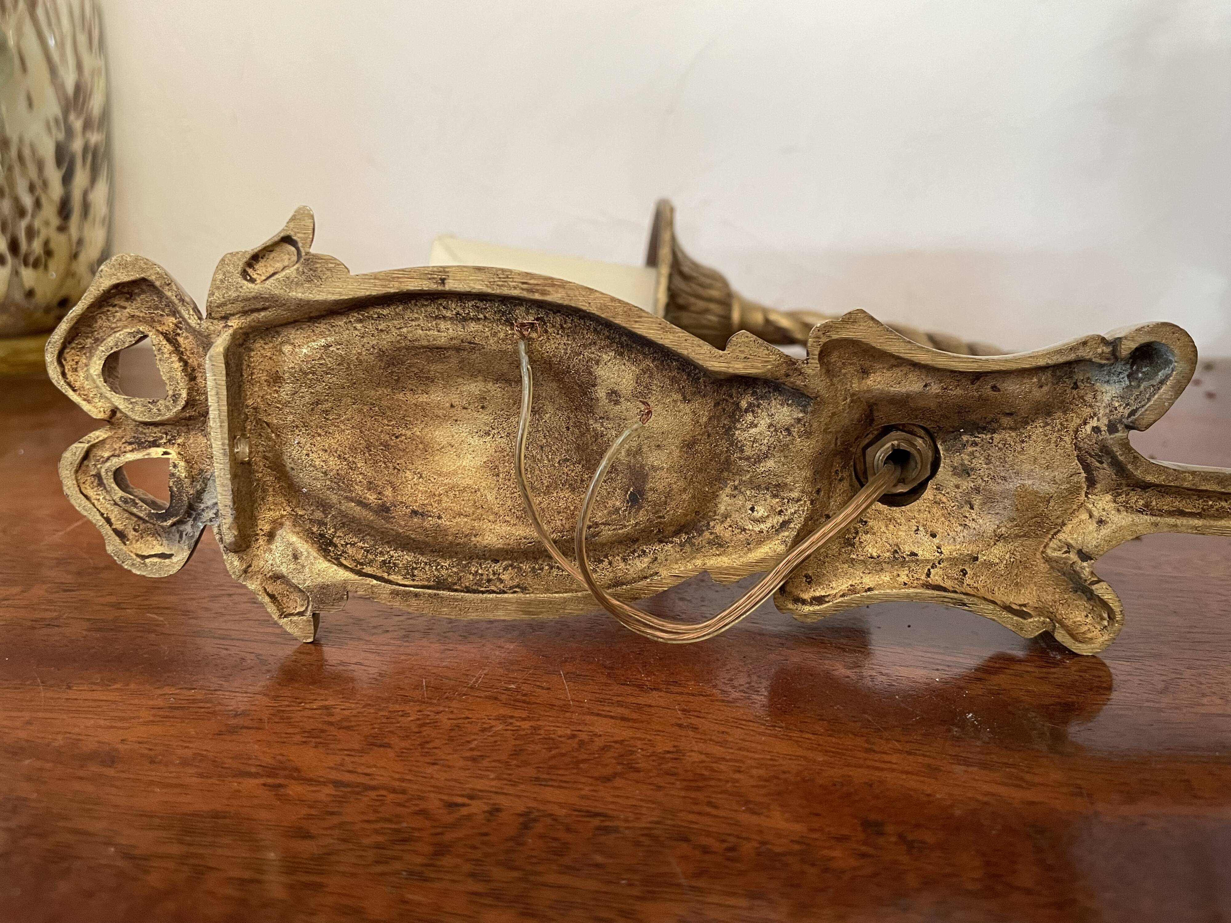 Pair of gilded bronze wall lamps Louis XVI style