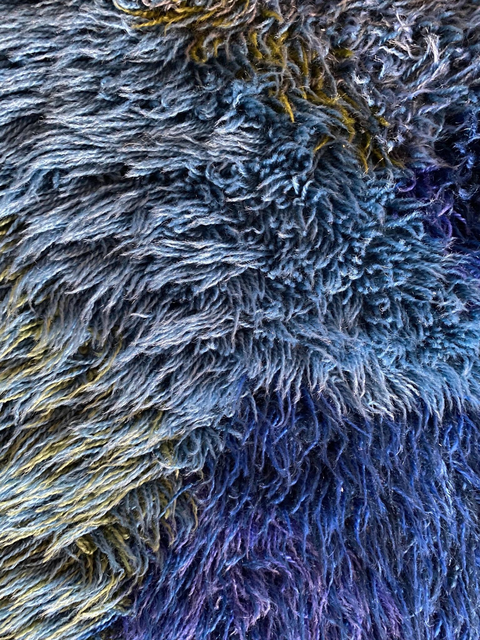 Mid-century Modern High Pile Blue Rya Rug, Sweden, 1960s