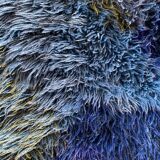 Mid-century Modern High Pile Blue Rya Rug, Sweden, 1960s