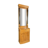 Argentier a tiroirs secrets Biedermeier en bois clair, marqueterie et poirier noirçi