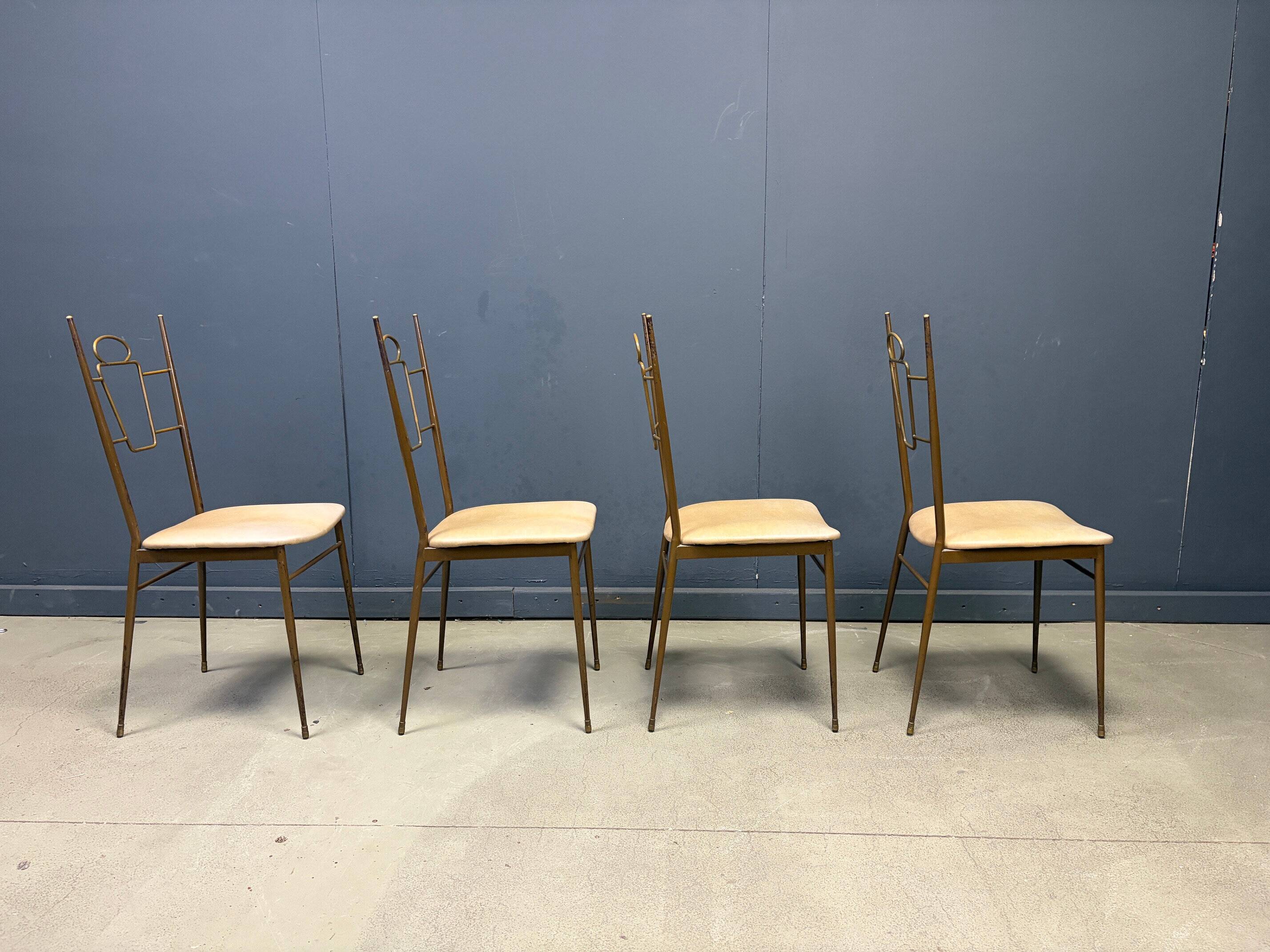 Mid-century Italian brass dining chairs, 1950s