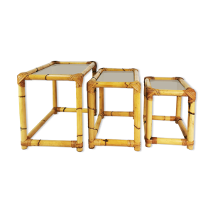 3 tables en bambou, modulaire,