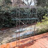 Modular metal chrome and vintage glass shelves from the 1970s.