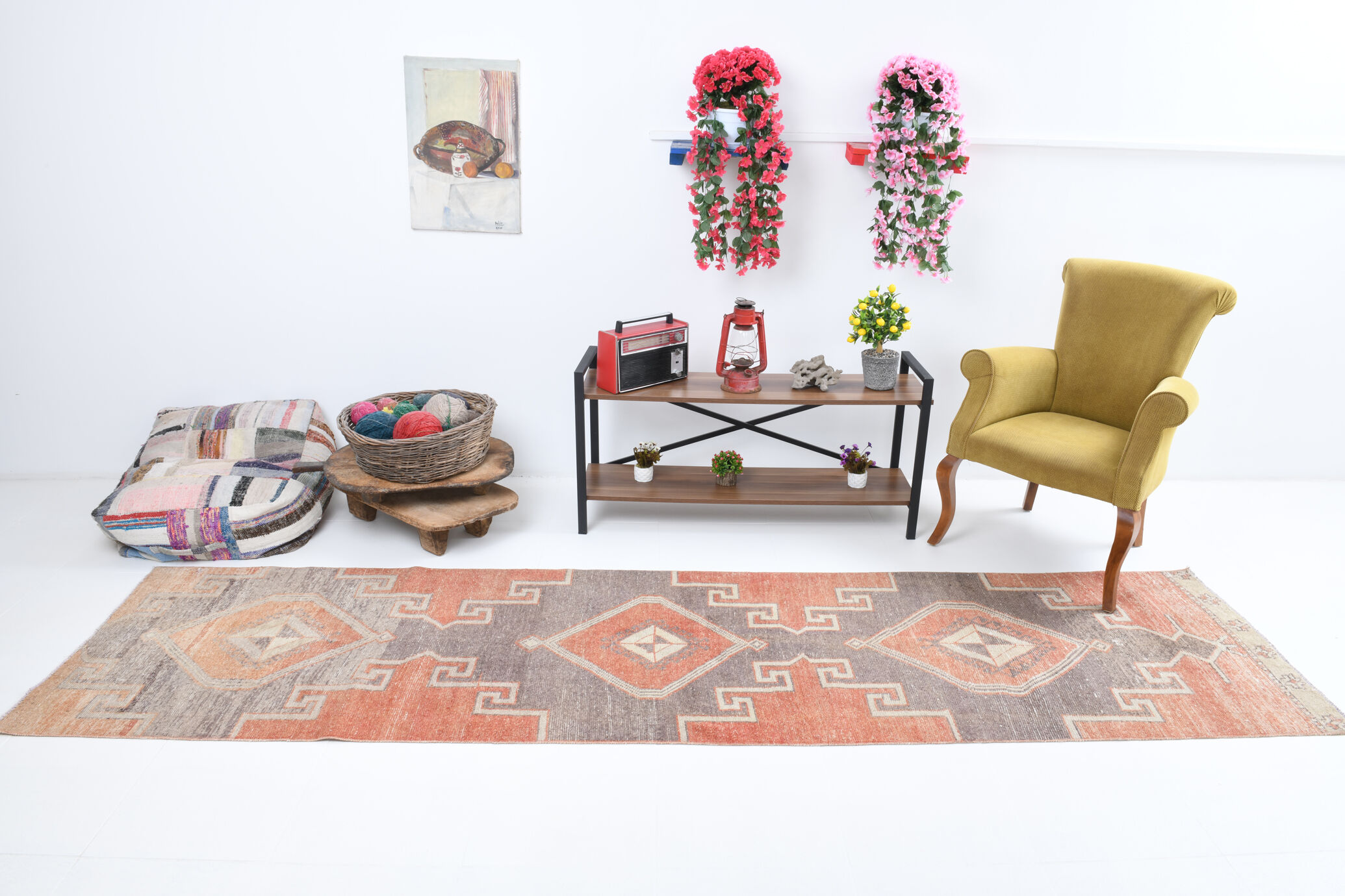3X11 Oushak Runner Rug, Handmade Runner Rug, 3x11 Runner Rug, 349x86Cm