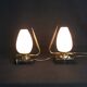 Mid 20th Century Marble Brass and Opaline Bed-Side Lamps, Maison Arlus, France - a Pair