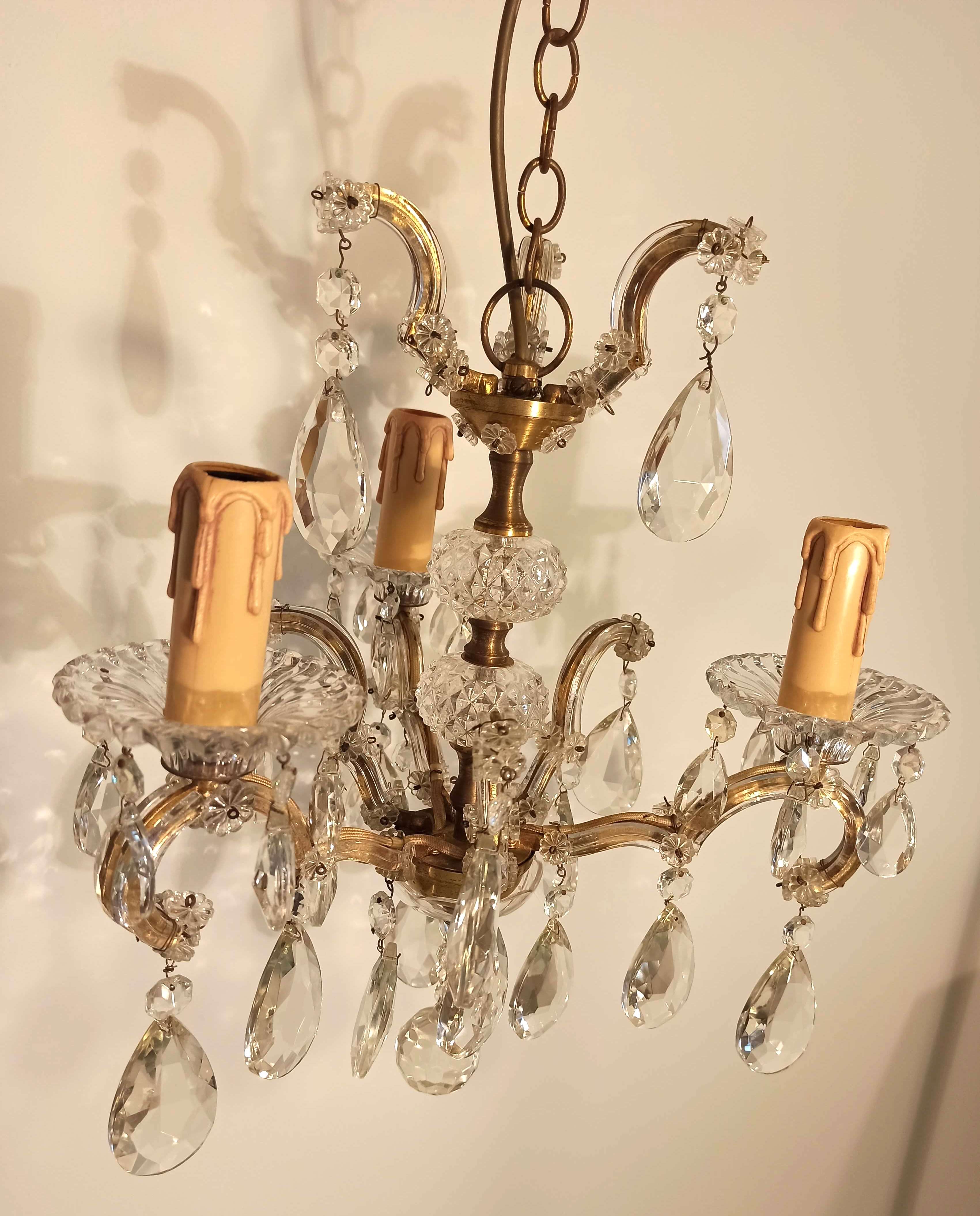 Ancien lustre à pampilles baroque