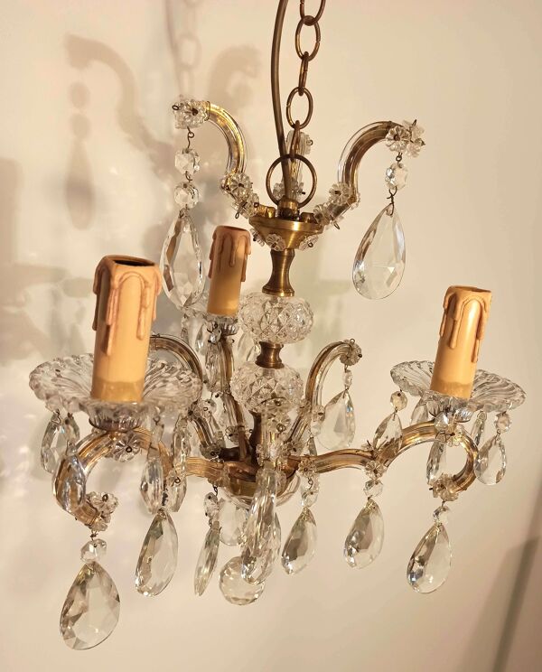 Ancien lustre à pampilles baroque