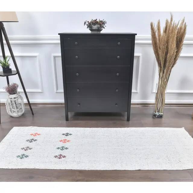 Turkish vintage handwoven wool kilim rug 71x220