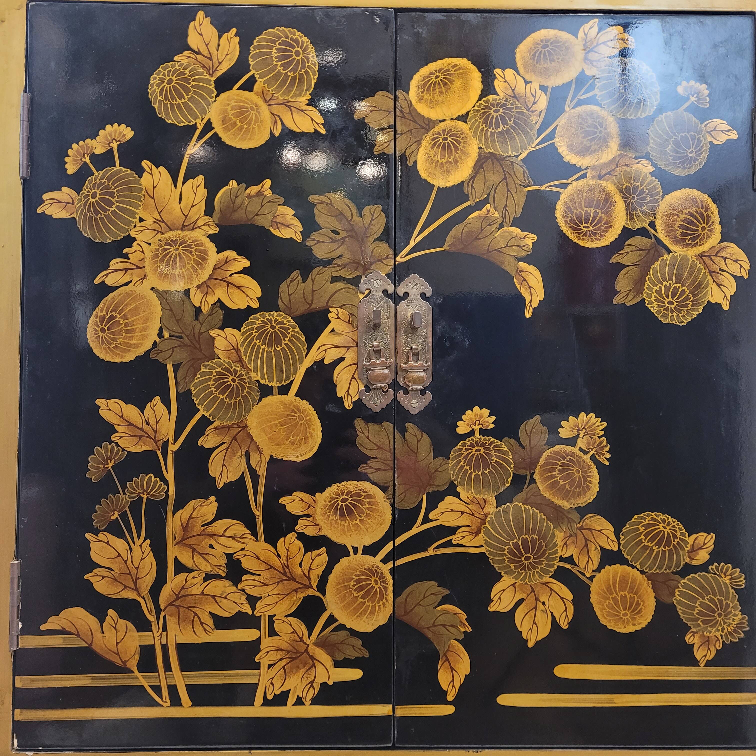 Cabinet “Crisantemos”, laca urushi-e, Showa period, s. XX – Japan