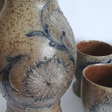 Sandstone pitcher and four cups by Loys Ruhlmann Betschdorf