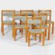 Set of six solid pine vintage mid century modern dining chairs by Danish Thorsø Møbelfabrik, 1960s