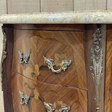 Louis XV style bedside table in rosewood, oak and marble top - made in the 70s