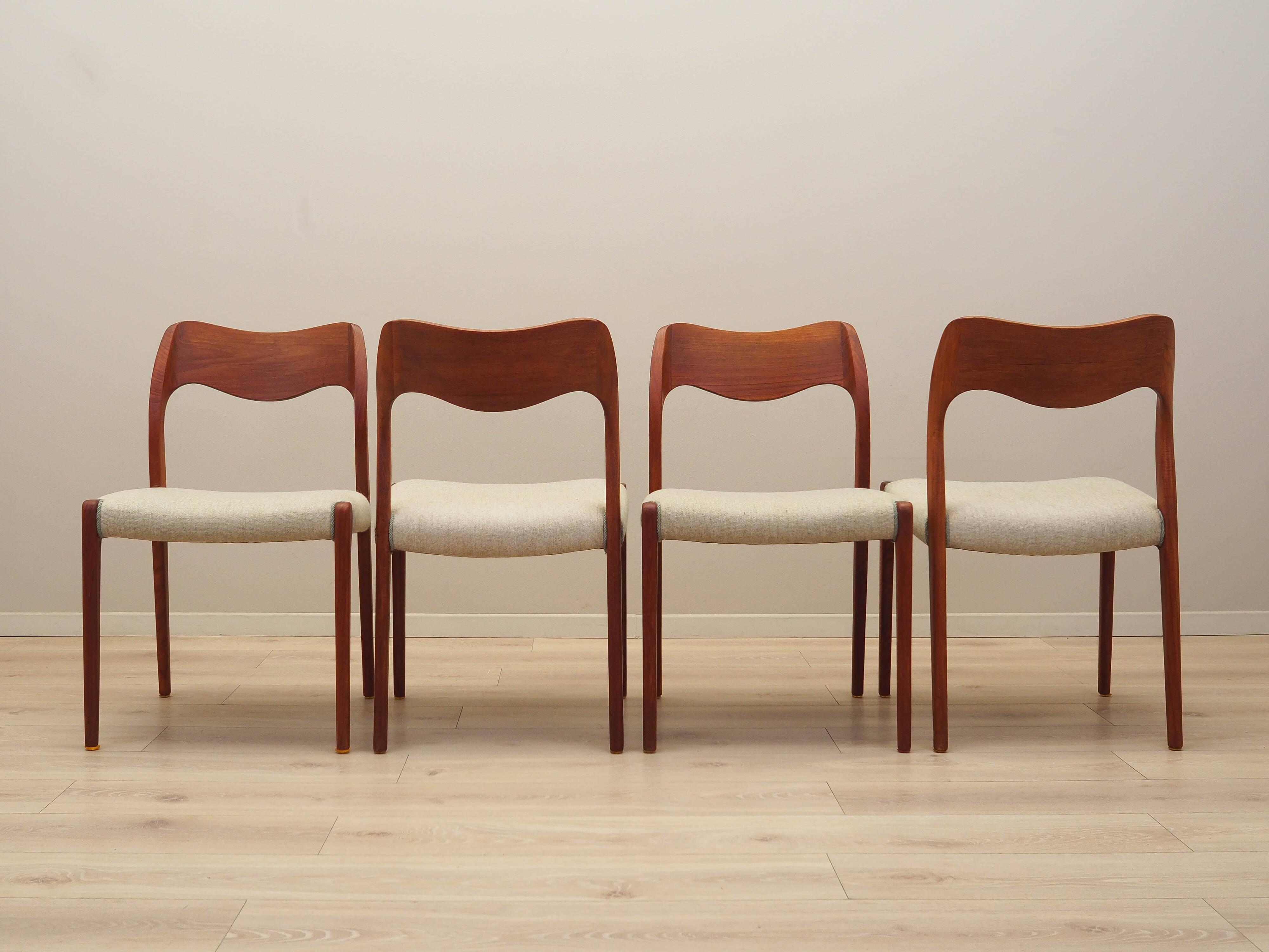 Set of four teak chairs, Danish design, 1960s, designer: Niels Otto Møller