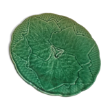 Assiette barbotine feuilles de vignes vertes
