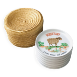 Cheese plates naive designs vintage porcelain