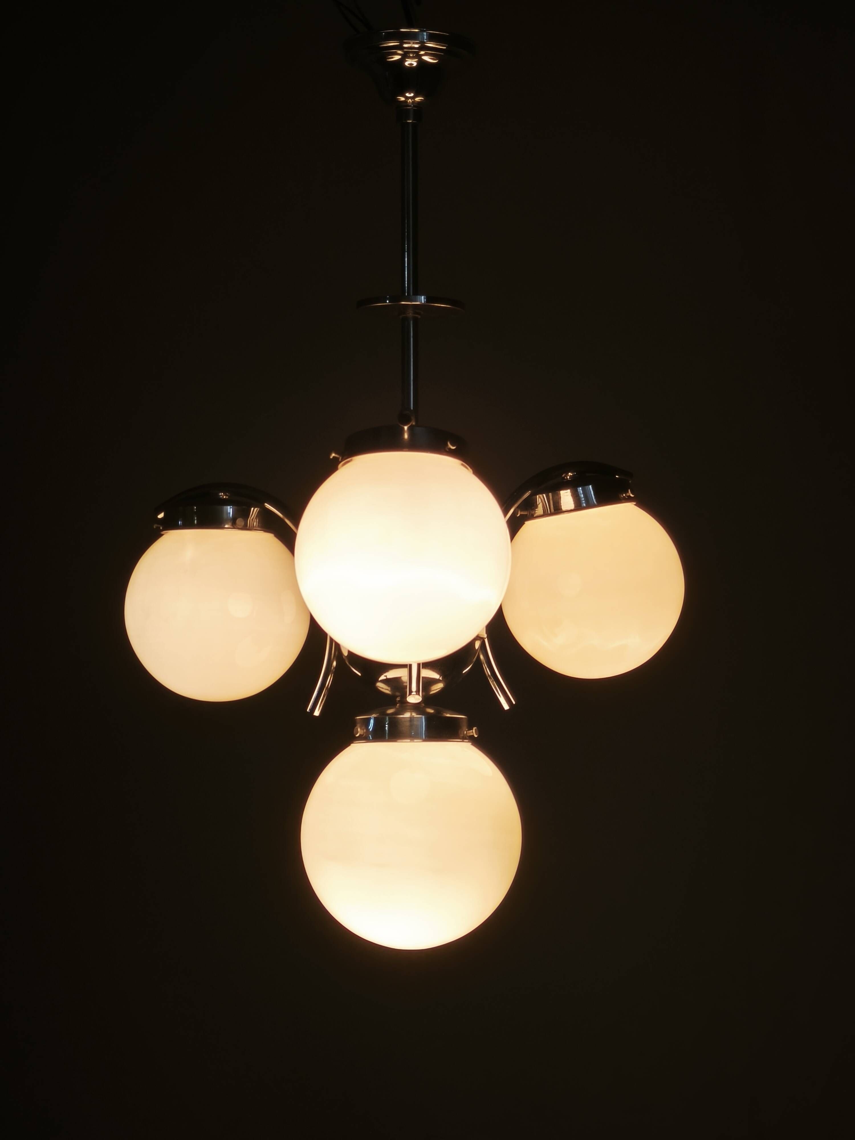 Art Deco Champagne Glass Chandelier, Czechoslovakia 1930s
