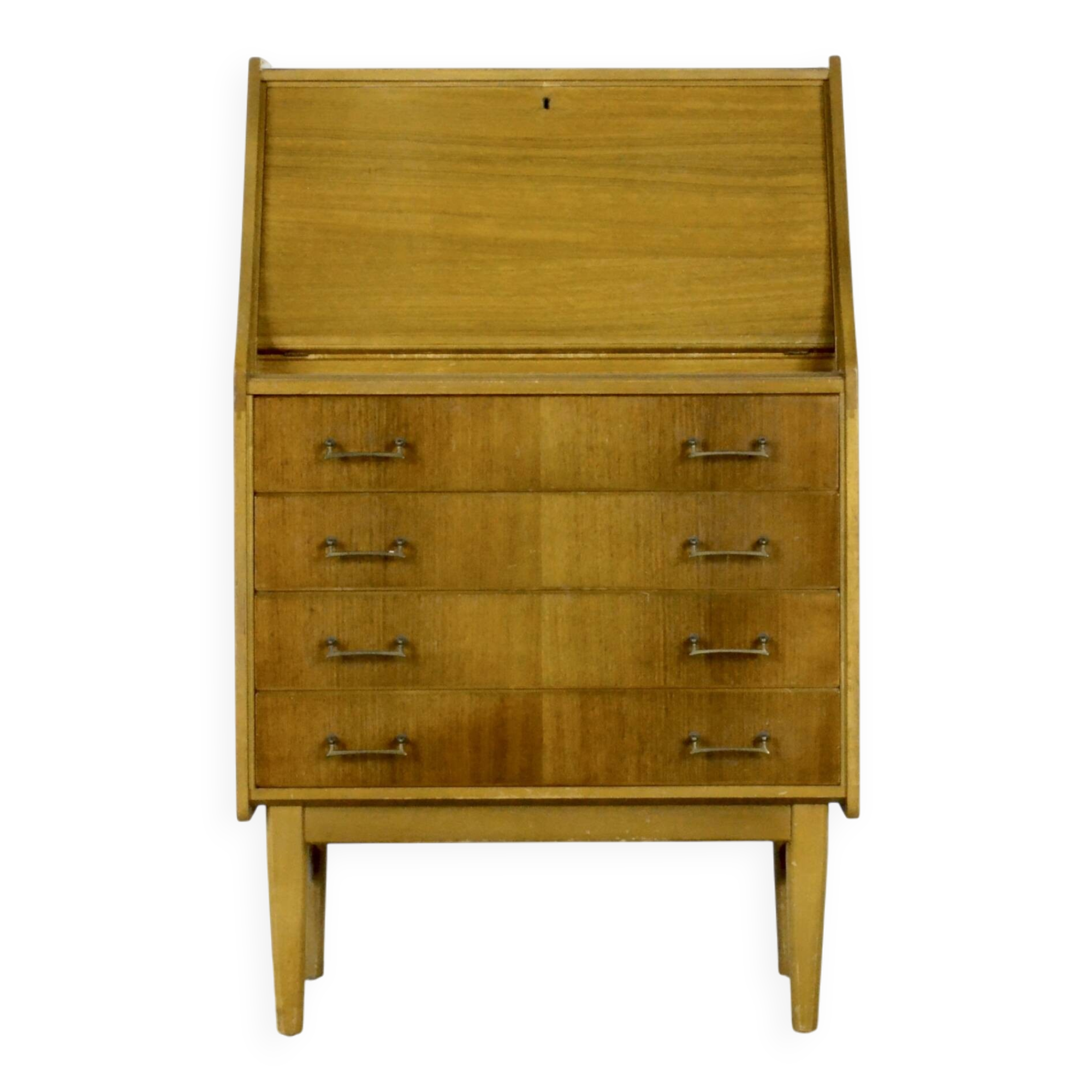 Midcentury Bureau Desk Cabinet In Teak Vintage Modern Danish Style