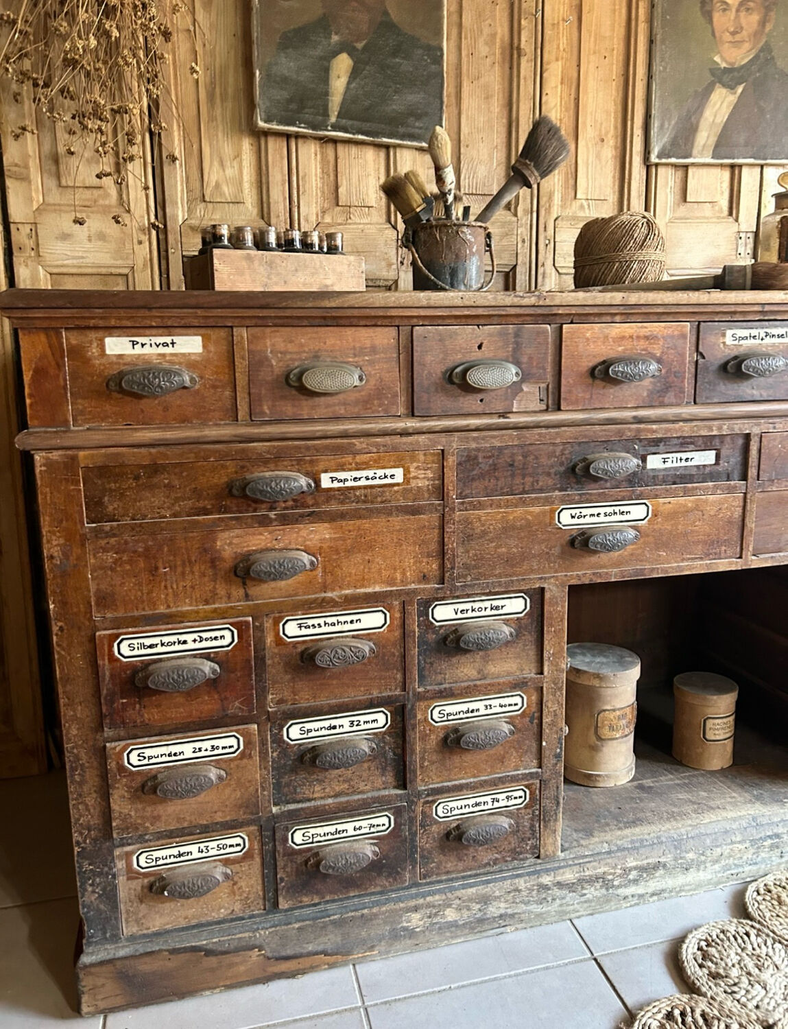 Exceptional antique apothecary workbench.