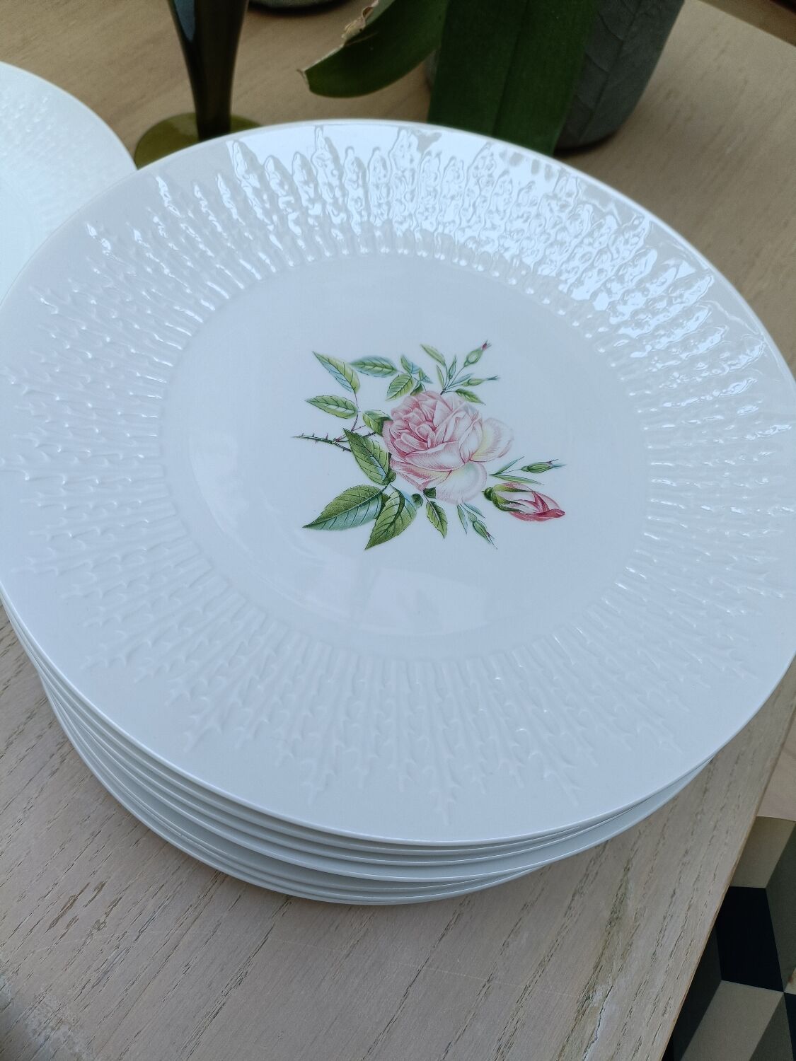 Vintage plates, porcelain, roses