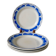Set of 4 gien royal blue art deco flat plates 1930