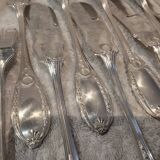 12 forks and 12 fish knives, silver-plated metal, Apollo Empire