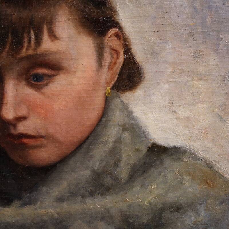 Portrait de femme en style impressionniste de peinture italienne.