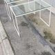 Paire de tables basses vintage métal et verre