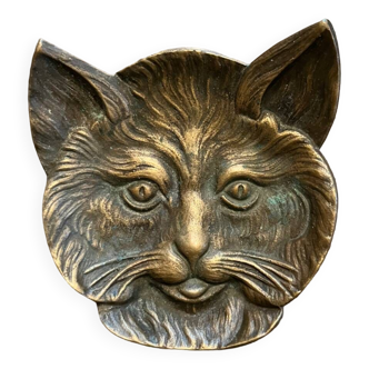 Bronze cat head ashtray