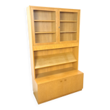 Tall LP display cabinet with glass doors and magazine shelf from Sweden