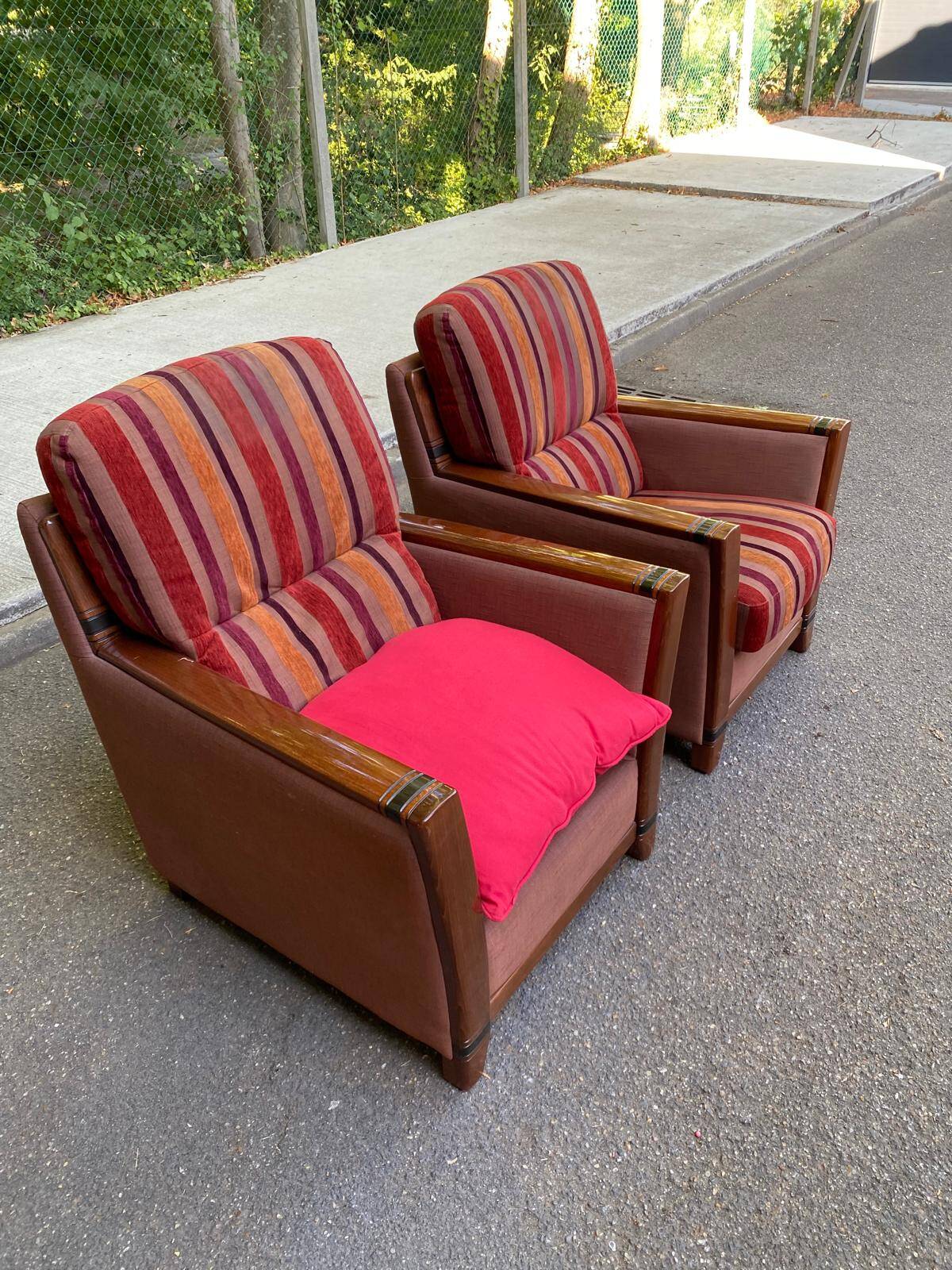 2 Art Deco inspired armchairs Cavel France 2000s