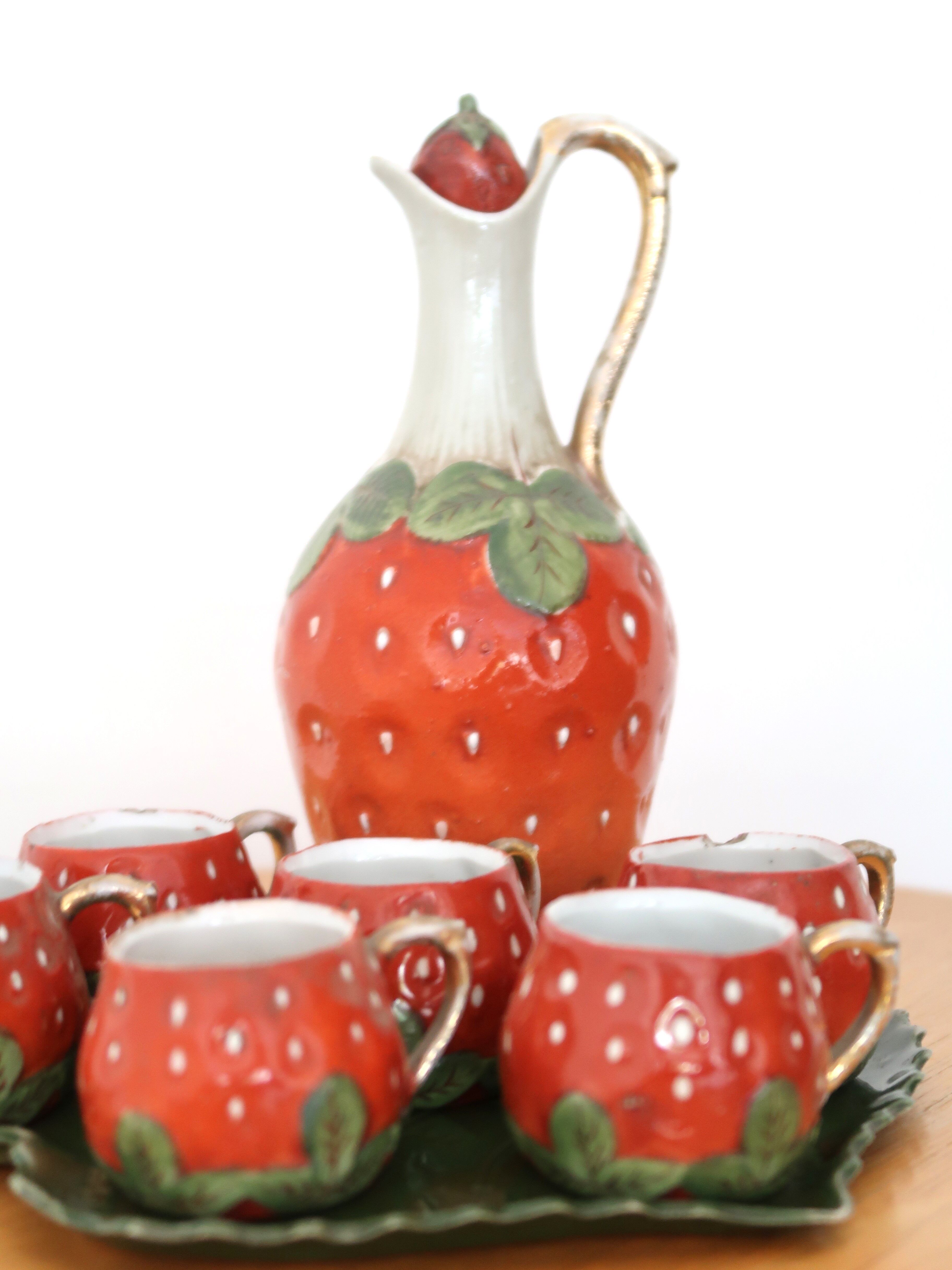 Antique strawberry liqueur service