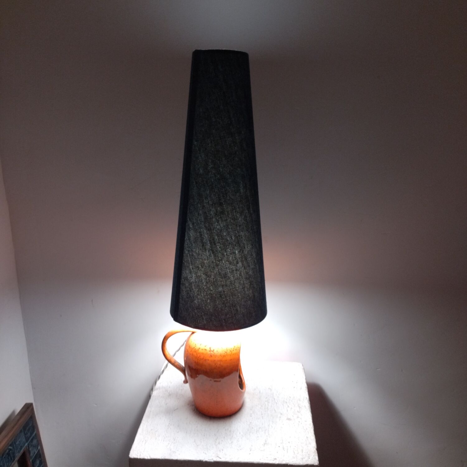 Ceramic lantern lamp 50s 60 orange