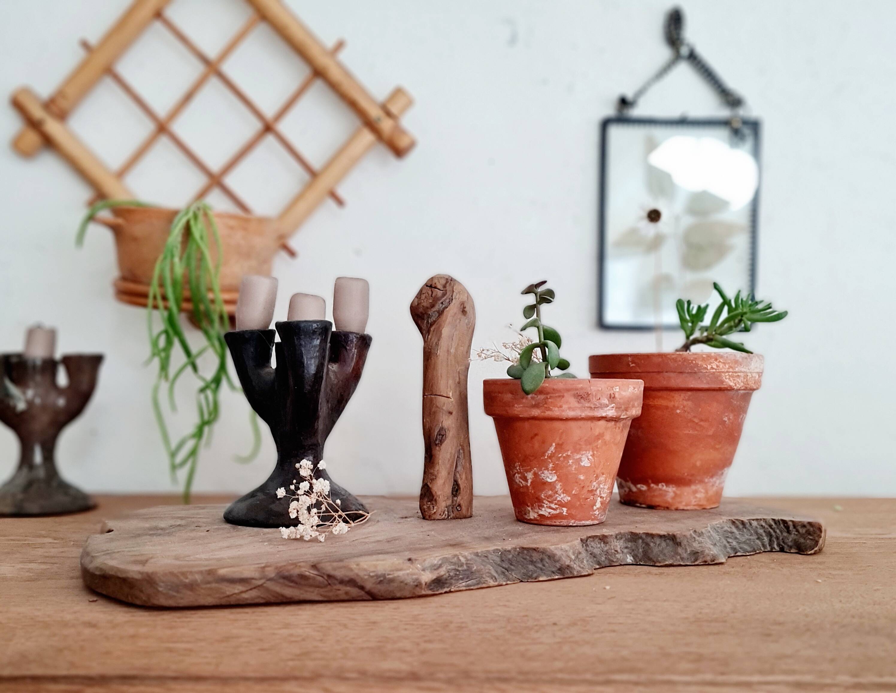 Antique brutalist wooden tray