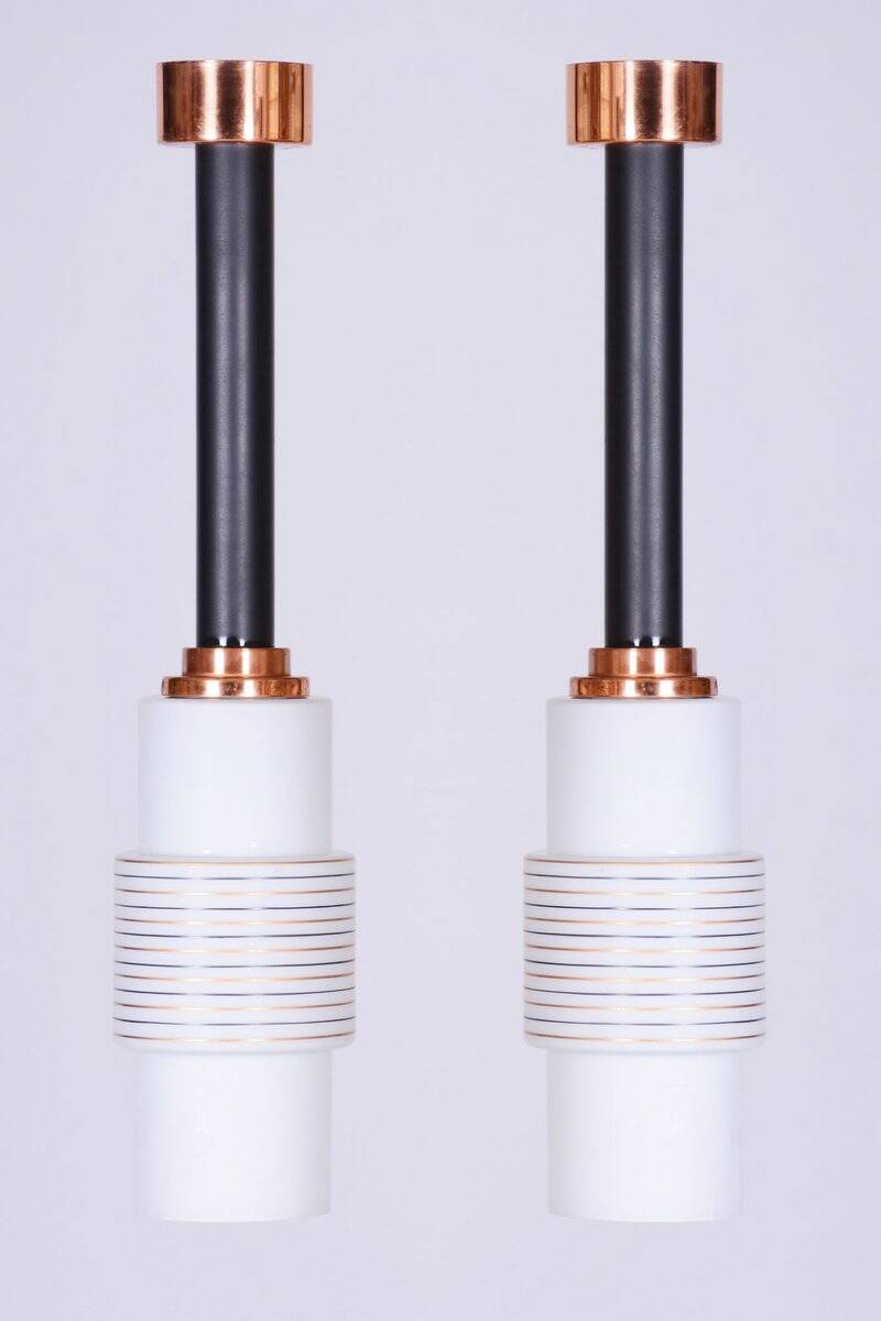 Mid-Century Chandeliers in Steel attributed to Drukov, Czech, 1950s, Set of 2