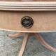 Round extendable table in Empire style, renovated with Bordeaux leather and raw wood, 168cm.