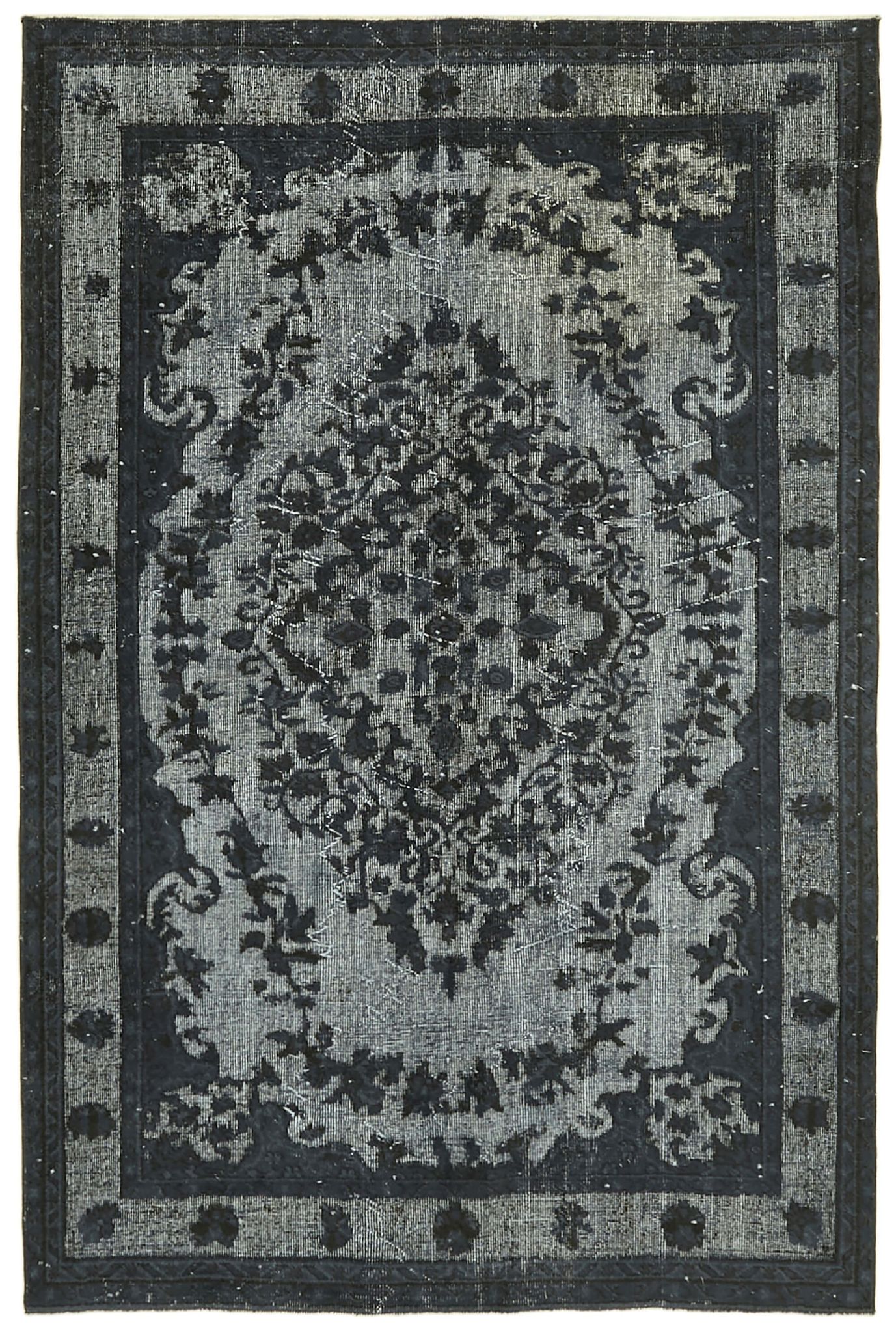 Hand-knotted antique anatolian 1970s 176 cm x 263 cm grey carpet