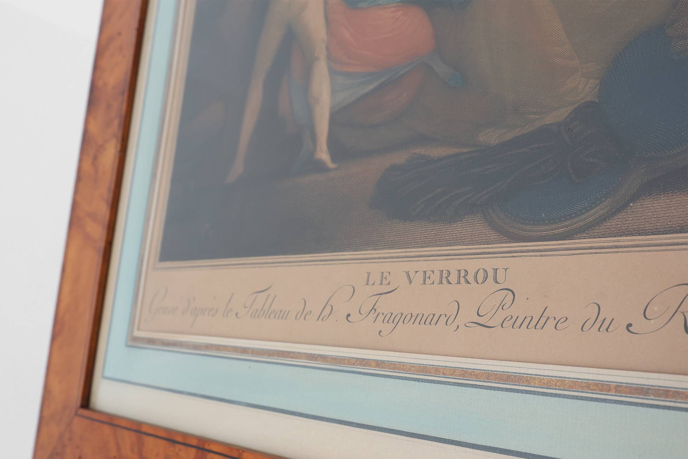 Antique Walnut Frame with Engraving “Le Verrou” by Maurice Blot, France