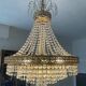 Brass hot air balloon chandelier with cascade of tassels