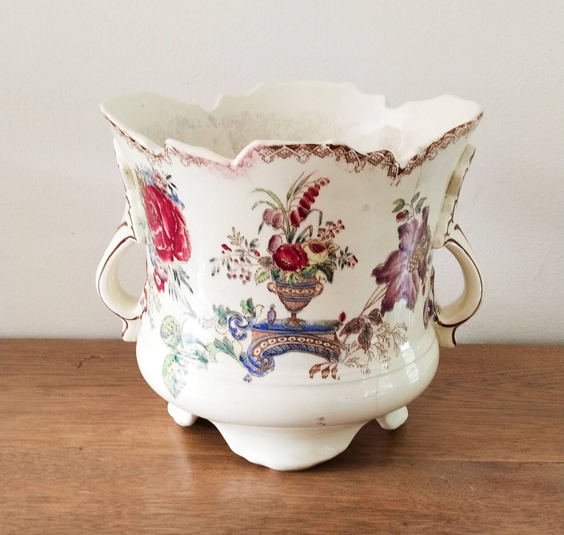 Flowerpot or planter, bowl, earthenware centerpiece
