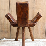 Pair of brutalist chairs made of raw wood