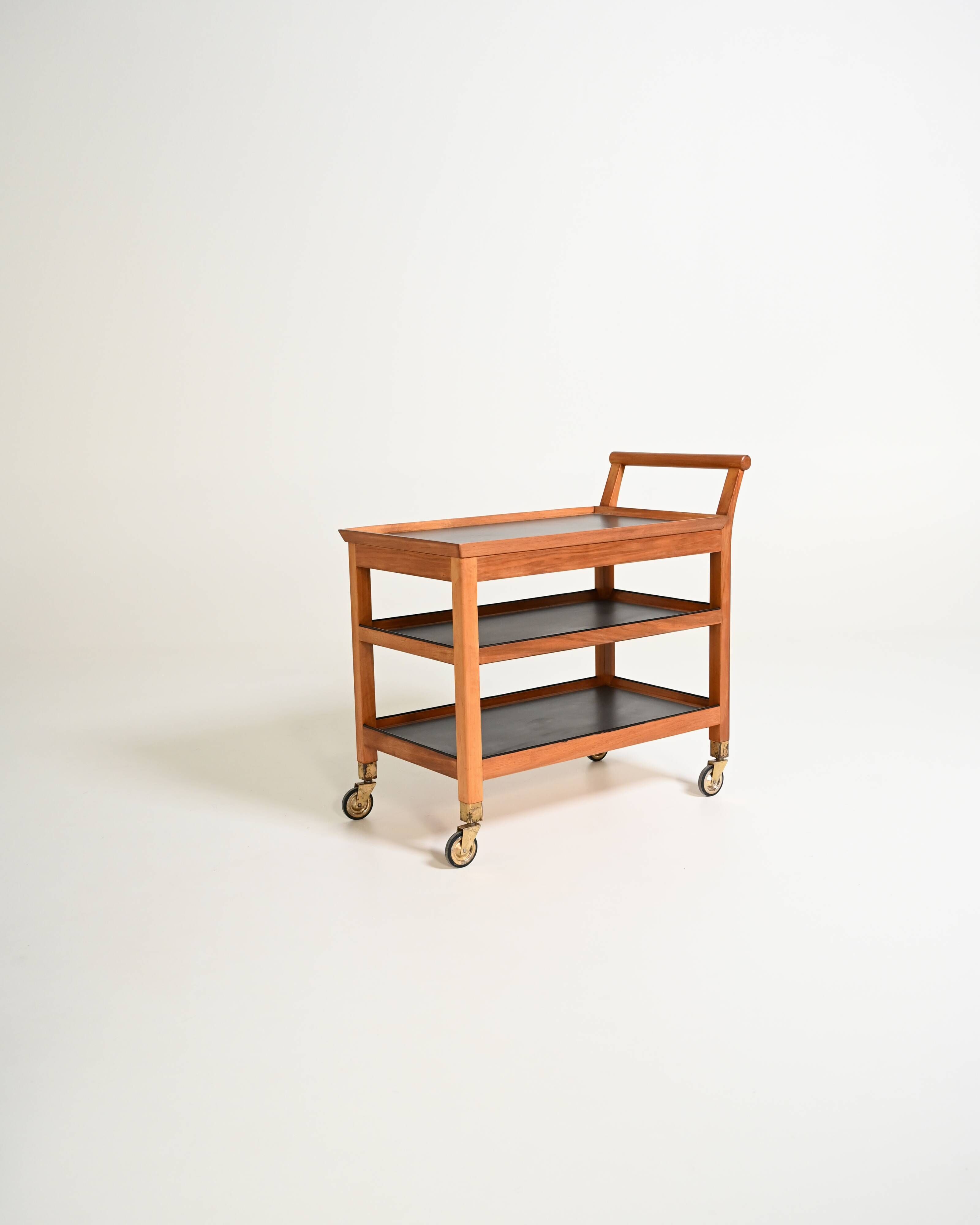 Chariot de service en acajou scandinave, années 1950